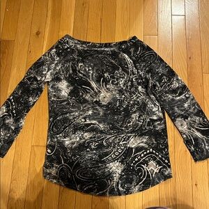 Lavon grey and black Y2K print top